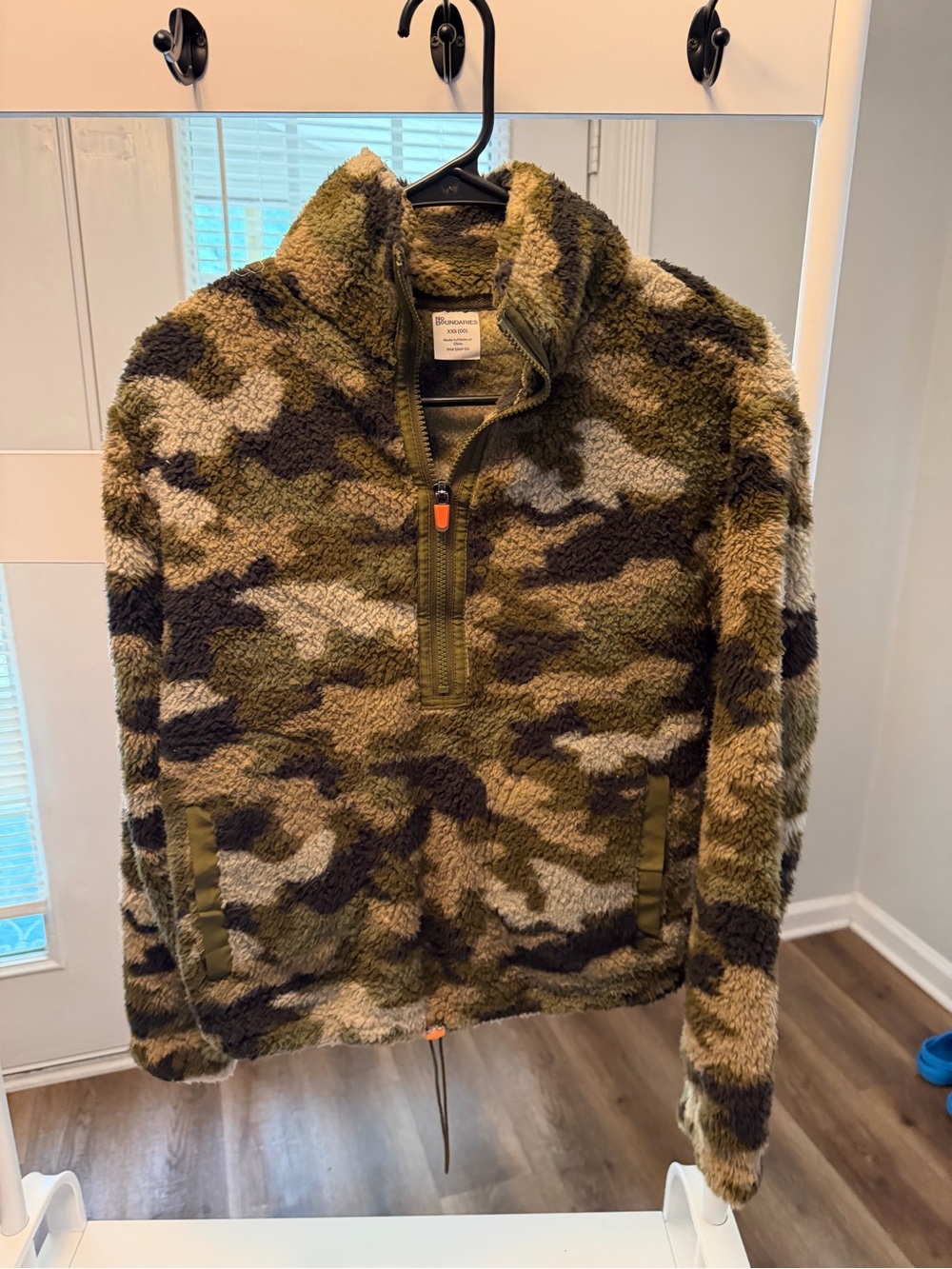 No Boundaries Camo Sherpa Half-Zip Jacket - Green, Brown, Black
